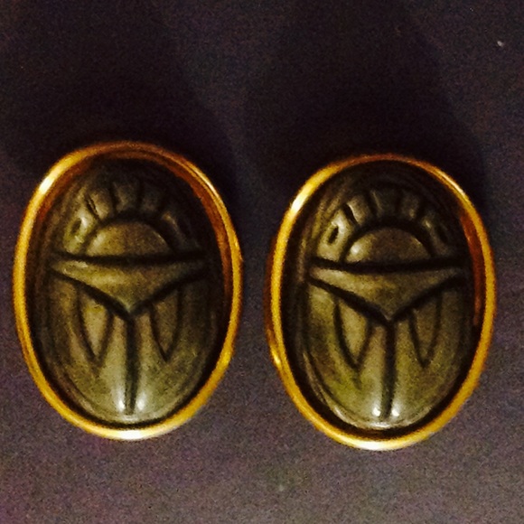 Ben Amun VTG Designer Scarab Clip Earrings - Picture 2 of 8
